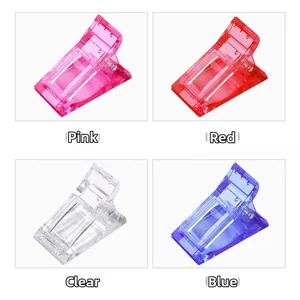 Clips de extensión de uñas en rosa, rojo, claro y azul con resorte de metal