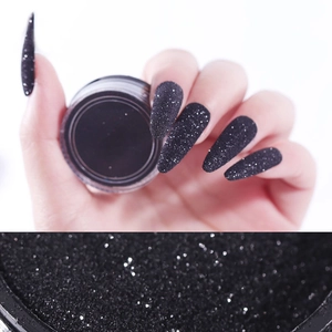 Glitzerndes schwarzes Zucker-Nagelpuder mit Silberglitzer für Winter-Nagelkunst