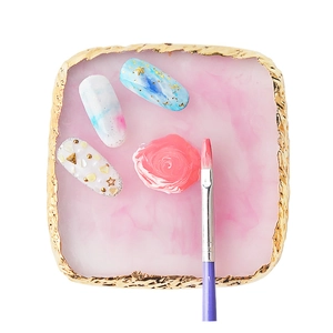 Roze hars nagelkunst palet met gouden rand voor het mengen van nagellak