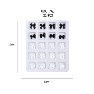 3D aurora resin butterfly nail charms in black and white set for professional DIY nail art