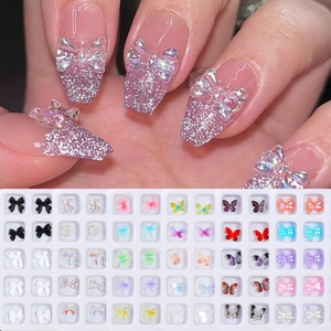 3D Butterfly Nail Art Decorations Kit Resin Aurora Candy Color Bowknot Bear Flower Manicure Ornaments For Women DIY Design