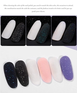 Detailansicht von 6-Farben-Glitzer-Zucker-Nagelpulver-Set mit mattem Sand-Effekt