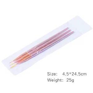 Set di 3 pennelli per nail art in oro rosa con punte sottili per disegni professionali