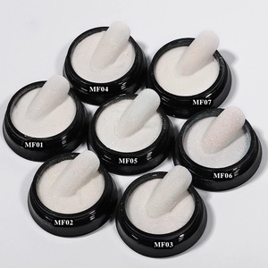 7-teiliges Set aus schimmerndem weißem Nagelglitzer mit irisierendem Effekt für Winternägel