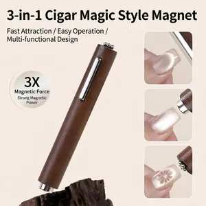 Drei-in-eins-Magnetwerkzeug mit dunklem Holzgriff für verschiedene Cat-Eye-Nagelkunst-Effekte