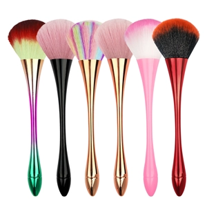 Nail Dust Brush Soft Synthetic Fiber Hair Makeup Powder Blush Brushes With Ergonomic Metal Handle For Manicure Pedicure