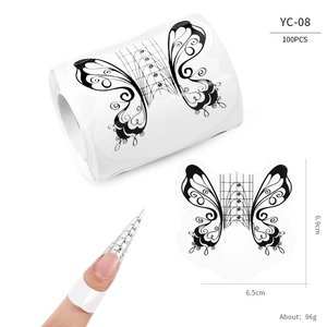 Macro detail of YC-08 butterfly nail forms showing numbered scales for nail extension