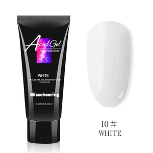 Dettaglio del tubetto di gel acrilico bianco da 15ml per extension unghie UV LED
