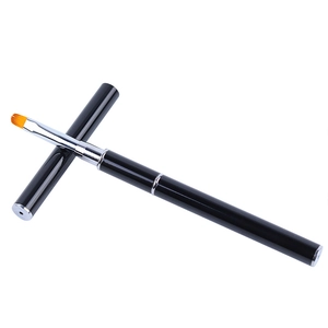 Dual-head multifunctional nail art brush with black handle and synthetic bristles