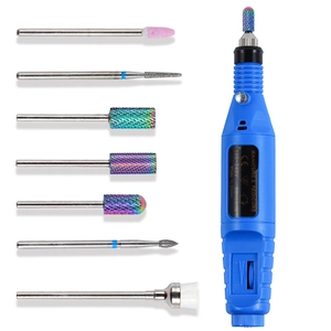 Set fresa elettrica per unghie blu con 7 punte in ceramica e controllo velocità