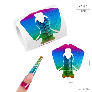 Macro detail of laser gradient nail extension forms with clear length scales