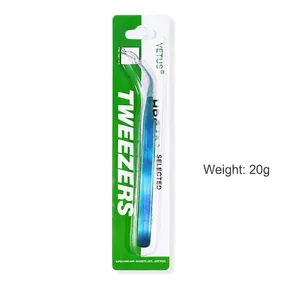 Blue anti-static colorful stainless steel tweezers with protective retail card packaging