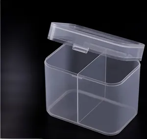 Dual-compartment nail wipe storage box with dust-proof flip lid in translucent plastic