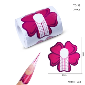 Detail of clover shape nail form with metric scale and 63x65mm dimension guide
