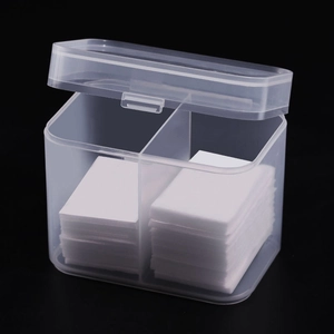 Dual-compartment nail pad storage box with frosted finish and flip-top lid on black background