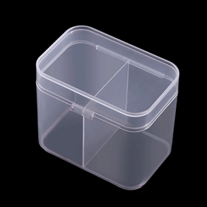 Dual-compartment transparent plastic organizer box for cotton pads and swabs