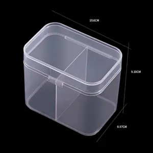 Translucent dual-compartment nail pad storage box with flip lid, 10.6cm dimensions