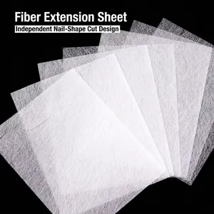 Nail extension fiberglass kit with pre-cut shapes on black background for nail reinforcement