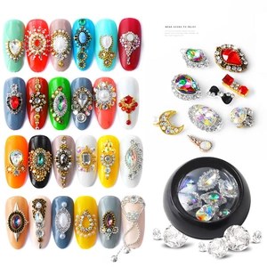 Nail art alloy decoration kit featuring colorful rhinestones, pearls and metallic charms