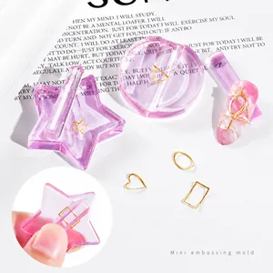 Mini embossing mold for nail art DIY with heart and star shaped metal decorations