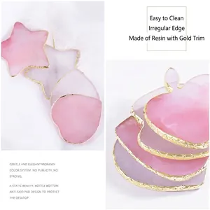 Star and heart shaped resin nail art palettes with gold trim for polish mixing