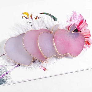 Star resin agate nail palette in apple shape with gold rim for polish mixing