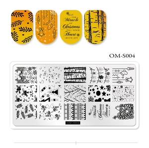 Detailed Christmas nail art stamping plate OM-S004 with winter snowflake patterns
