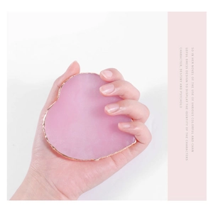 Star-shaped pink resin agate nail art palette with elegant gold metal rim edge