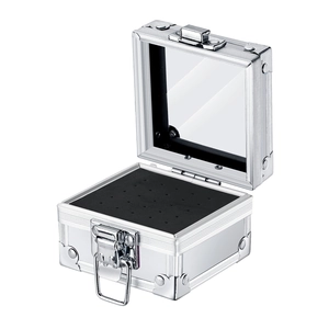 Nagelschleifer-Box aus Aluminium mit Klarsichtdeckel und schwarzer Schaumstoffeinlage