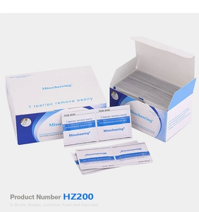 Detail of 200pcs eco-friendly nail polish remover pads in box and single sachets