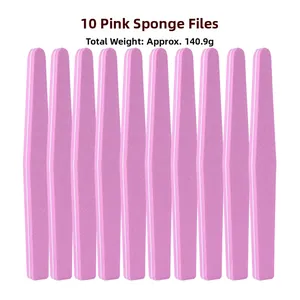 Vertikale Reihe von 10 rosa Nagelpolierfeilen für professionelle Maniküre