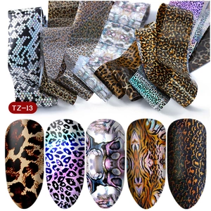 Set di pellicole olografiche laser per nail art con motivi leopardati e zebra