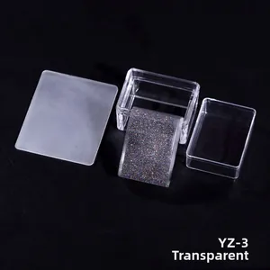 Close-up of transparent acrylic nail art stamper storage box with glitter insert YZ-3