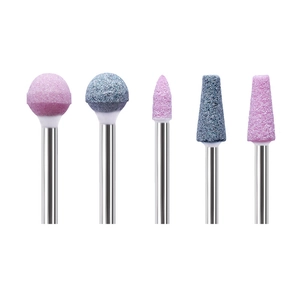 Set of 5 pink and blue quartz nail drill bits for cuticle removal and polishing
