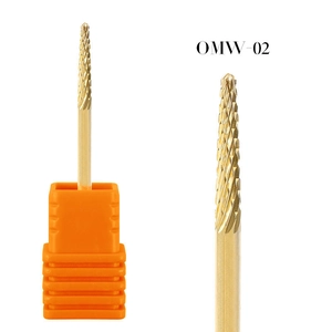 Macro shot of OMW-02 carbide nail drill bit with precision cross-cut teeth and orange base