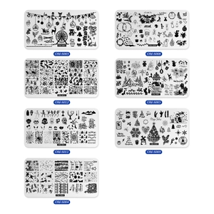 7-piece set of stainless steel nail stamping plates with Christmas and floral patterns