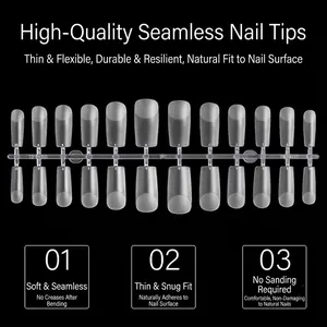 Matte almond almond shape press-on nails set with seamless thin resin material