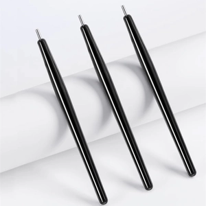 Ensemble de trois stylos magnétiques noirs de précision pour décoration d'ongles en acier