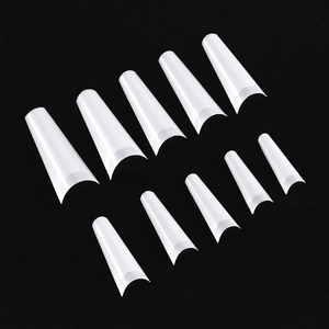 500 pezzi di unghie finte lunghe a bara in ABS naturale trasparente per manicure