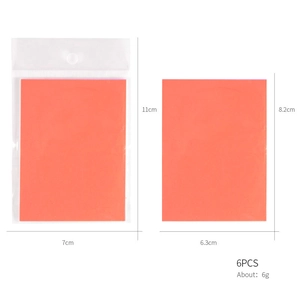 Detail view of 6-piece fluorescent laser butterfly sticker set with packaging dimensions