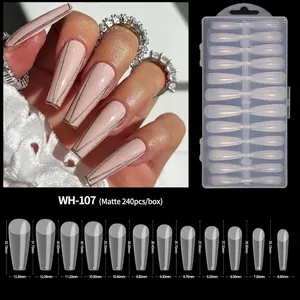 Size chart for long trapezoid matte false nails with frosted finish 240pcs set