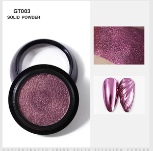 Macro detail of GT003 solid titanium nail mirror powder with purple metallic finish effect