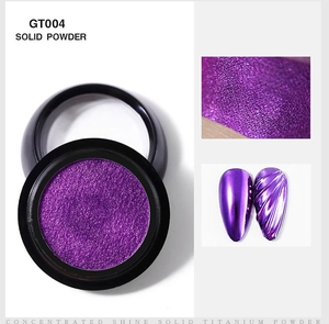 Detail showing GT004 purple solid titanium nail powder with mirror metallic finish