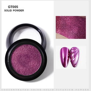 Macro detail of GT005 solid purple titanium nail powder with a metallic mirror finish effect