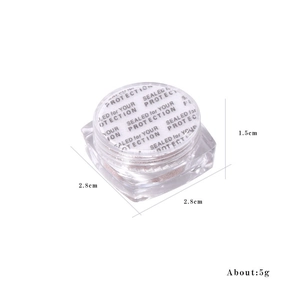 Compact nail glitter jar measuring 2.8x1.5cm with high-quality laser powder 5g