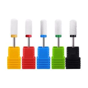 Jeu de 5 embouts de ponçage en céramique avec bases colorées pour manucure pro