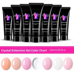Set di 7 gel poly extension da 15ml con campioni di colore chiaro rosa bianco marrone