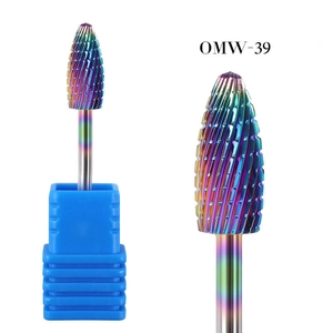 Macro view of OMW-39 iridescent nail drill bit for cuticle removal and manicures