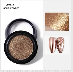 Macro shot of GT015 solid rose gold titanium nail powder with mirror metallic effect