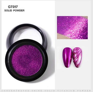 Macro detail of GT017 purple solid nail chrome powder with metallic ripple effect